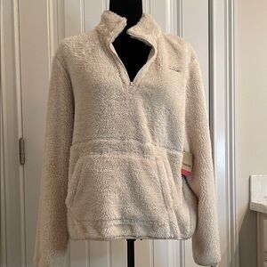 Reebok Cream Fleece Quarter-Zip Sweater